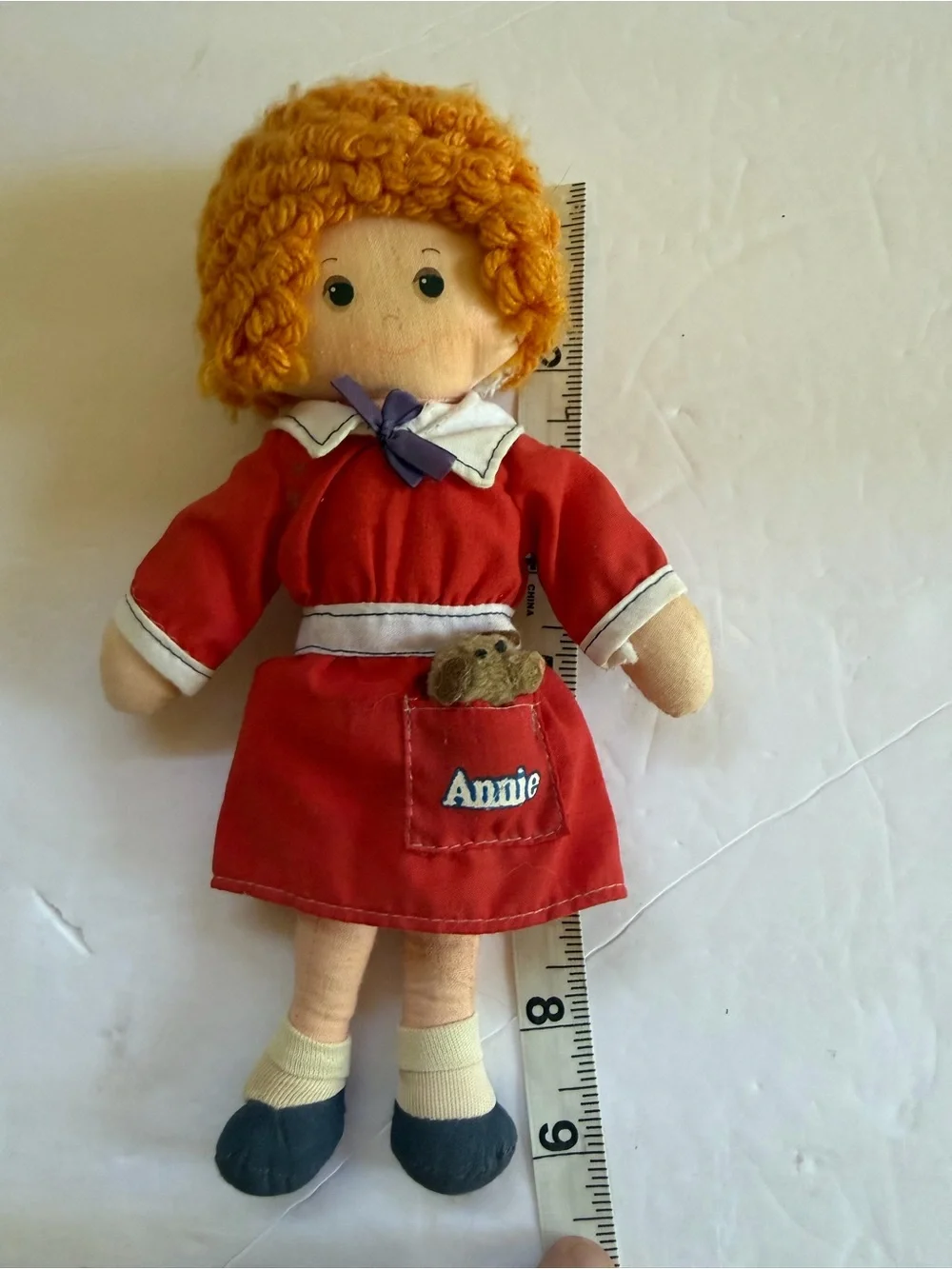Vintage Knickerbocker Little Orphan Annie Plush Doll W/ Dog Sandy in Pocket 1977